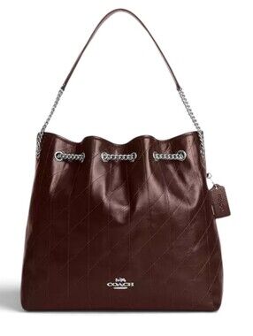 Coach Quilted Leather Drawstring Shoulder Bag - Deep Brown